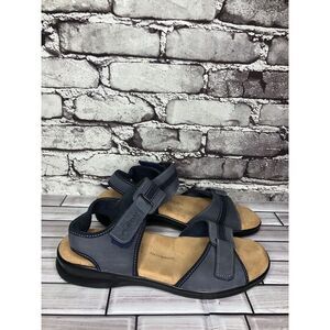 Flexus Spring Step Blue Leather Strap Casual Wedge Sandals Women Sz 40EU/9.5M US